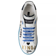 Dolce & Gabbana Blue White Printed Portofino Melt Sneakers