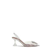 Amina Muaddi Silver Polyethylene Platform Pumps