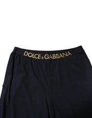 Dolce & Gabbana Black Modal Spandex Straight Logo Trouser Pants