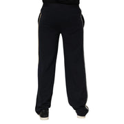 Dolce & Gabbana Black Modal Spandex Straight Logo Trouser Pants