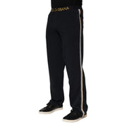 Dolce & Gabbana Black Modal Spandex Straight Logo Trouser Pants