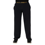 Dolce & Gabbana Black Modal Spandex Straight Logo Trouser Pants
