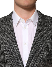 Dolce & Gabbana Black White Double Breasted Men Suit Blazer