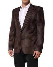 Dolce & Gabbana Black Brown Stripe Single Breasted Blazer