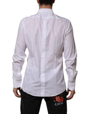 Dolce & Gabbana White Bib Cotton Poplin GOLD Men Formal Shirt