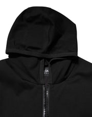 Dolce & Gabbana Black Sleeveless Hooded Logo Plaque Jacket
