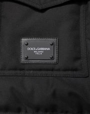 Dolce & Gabbana Black Sleeveless Parka Logo Plaque Jacket