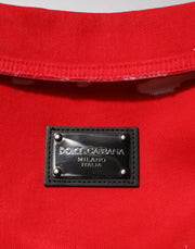 Dolce & Gabbana Red Sleeveless Logo Plaque Vest Jacket