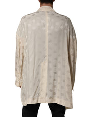 Dolce & Gabbana Beige Polyester Logo Monogram Coat Jacket