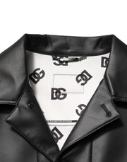 Dolce & Gabbana Black Polyester Button Down Biker Jacket