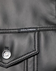 Dolce & Gabbana Black Polyester Button Down Biker Jacket