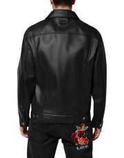 Dolce & Gabbana Black Polyester Button Down Biker Jacket