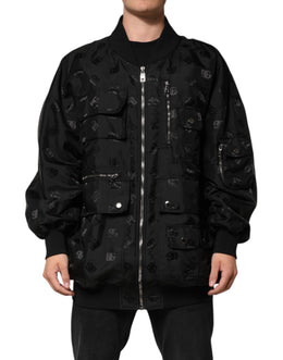Dolce & Gabbana Black Cargo Windbraker Logo Mania Jacket
