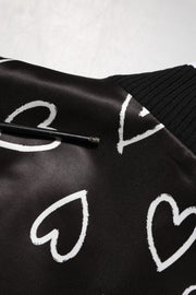 Dolce & Gabbana Black Polyester Heart Print Bomber Jacket