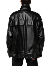 Dolce & Gabbana Black Polyester Logo Plaque Bomber Jacket