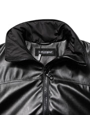 Dolce & Gabbana Black Polyester Logo Plaque Bomber Jacket