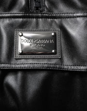 Dolce & Gabbana Black Polyester Logo Plaque Bomber Jacket