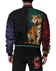 Dolce & Gabbana Multicolor Tiger Print Men Bomber Jacket