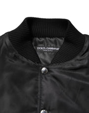 Dolce & Gabbana Black Polyester Logo Plaque Bomber Jacket