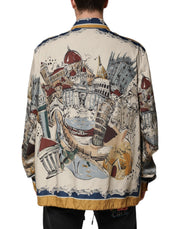 Dolce & Gabbana Multicolor Italian Motif Men Bomber Jacket