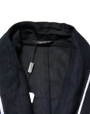 Dolce & Gabbana Dark Blue DG Embroidery Jacket Robe Blazer