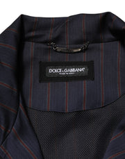 Dolce & Gabbana Blue Red Striped Logo Plaque Full Zip Jacket