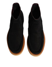 Dolce & Gabbana Black Calf Suede Slip On Ankle Boots Shoes