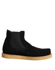 Dolce & Gabbana Black Calf Suede Slip On Ankle Boots Shoes