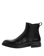 Dolce & Gabbana Black Chelsea Leather Mid Calf Boots Shoes