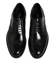 Dolce & Gabbana Black Leather Derby Wingtip Formal Shoes