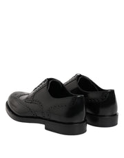 Dolce & Gabbana Black Leather Derby Wingtip Formal Shoes