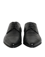 Dolce & Gabbana Black Exotic Leather Lace Up Derby Shoes