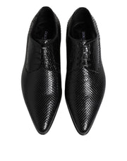 Dolce & Gabbana Black Exotic Leather Lace Up Derby Shoes
