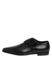 Dolce & Gabbana Black Exotic Leather Lace Up Derby Shoes