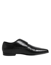 Dolce & Gabbana Black Exotic Leather Lace Up Derby Shoes