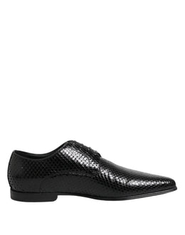 Dolce & Gabbana Black Exotic Leather Lace Up Derby Shoes