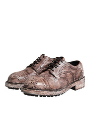 Dolce & Gabbana Brown Leather Distressed Brogue Lace Up Shoes