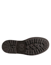 Dolce & Gabbana Brown Leather Distressed Brogue Lace Up Shoes