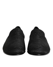 Dolce & Gabbana Black Floral Brocade Loafers Men Dress Shoes