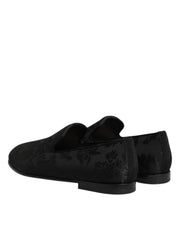 Dolce & Gabbana Black Floral Brocade Loafers Men Dress Shoes