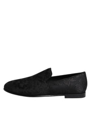 Dolce & Gabbana Black Floral Brocade Loafers Men Dress Shoes