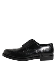 Dolce & Gabbana Black Leather Derby Wingtip Formal Shoes