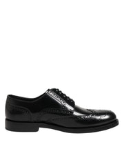 Dolce & Gabbana Black Leather Derby Wingtip Formal Shoes