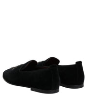 Dolce & Gabbana Black Suede Cross Slip On Loafers Dress Shoes