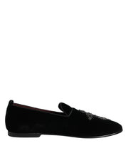 Dolce & Gabbana Black Suede Cross Slip On Loafers Dress Shoes