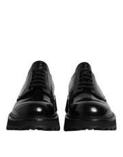 Dolce & Gabbana Black Leather Lace Up Trekking Dress Shoes