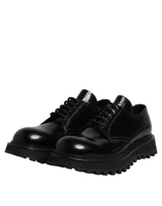 Dolce & Gabbana Black Leather Lace Up Trekking Dress Shoes