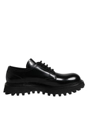 Dolce & Gabbana Black Leather Lace Up Trekking Dress Shoes