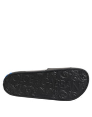 Dolce & Gabbana Black Leather Slides Flats Beachwear Shoes