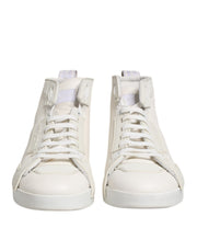 Dolce & Gabbana White Leather Mid Top Sneakers Shoes